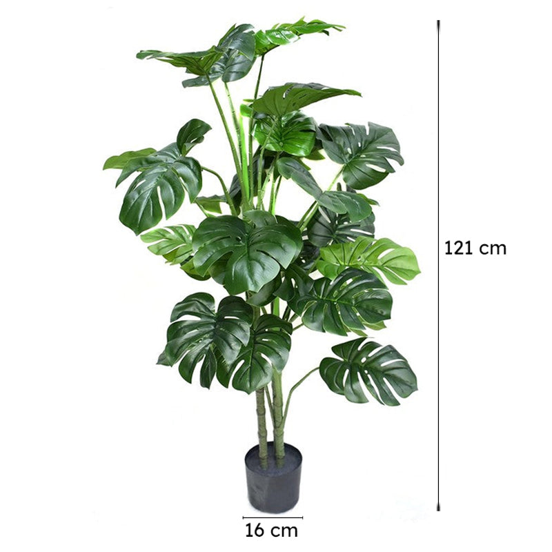 ZenStem Artificial Monstera Plant With Black Plastic Pot - 4 Feet media 9