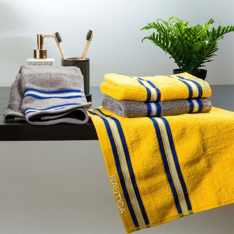 Nautica Dove Dual Down Cotton Hand Towel (Yellow & Grey) - Set Of Four media 3