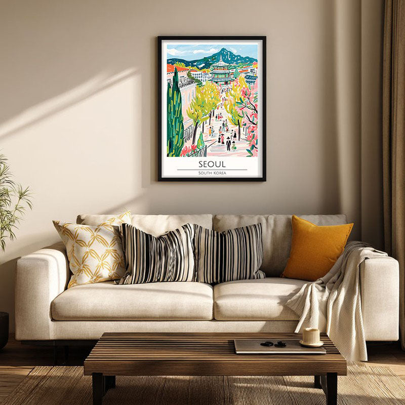 Vintage Seoul Framed Canvas Wall Painting