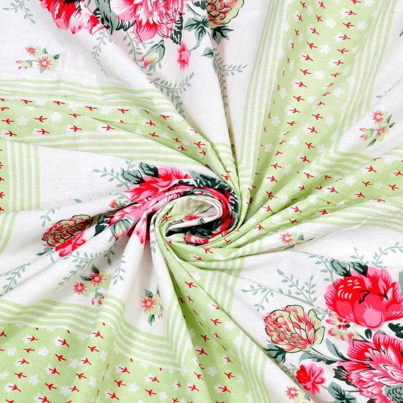 Neve Floral Cotton Bedsheet (Green) - 180 TC media 6