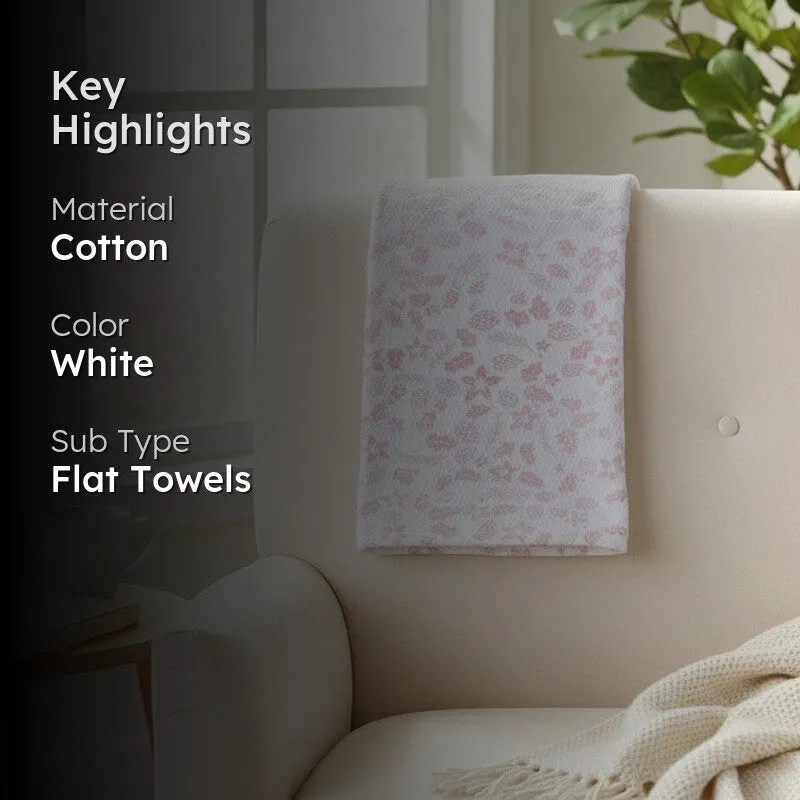 Skyloom Floral Cotton Bath Towels - White media 2