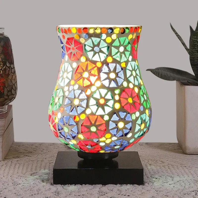 Ilumo Mosaic Glass Table Lamp With Wooden Base - Multicolor media 3