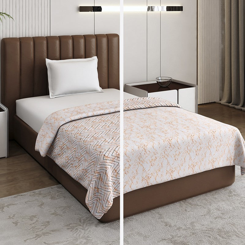 Monte Carlo Meadow Geometric Polycotton Reversible Dohar (Light Orange) - 150 GSM media 3
