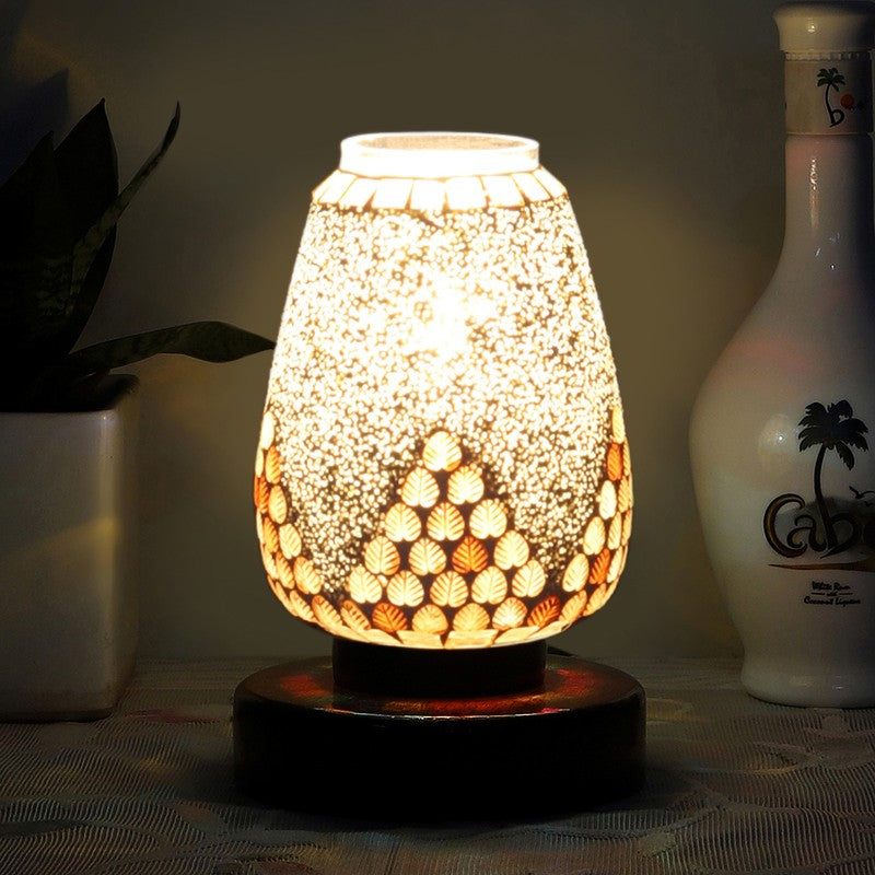 Auralirae Glass Table Lamp With Wooden Base