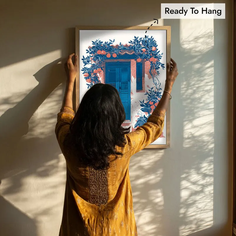 Sapphire Shade Canvas Wall Painting - Brown Frame media 8