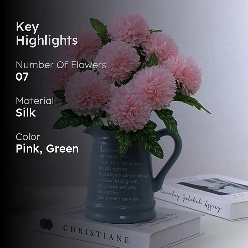 Hortensia Chrysanthemum Silk Artificial Flower Sticks - Pink media 2