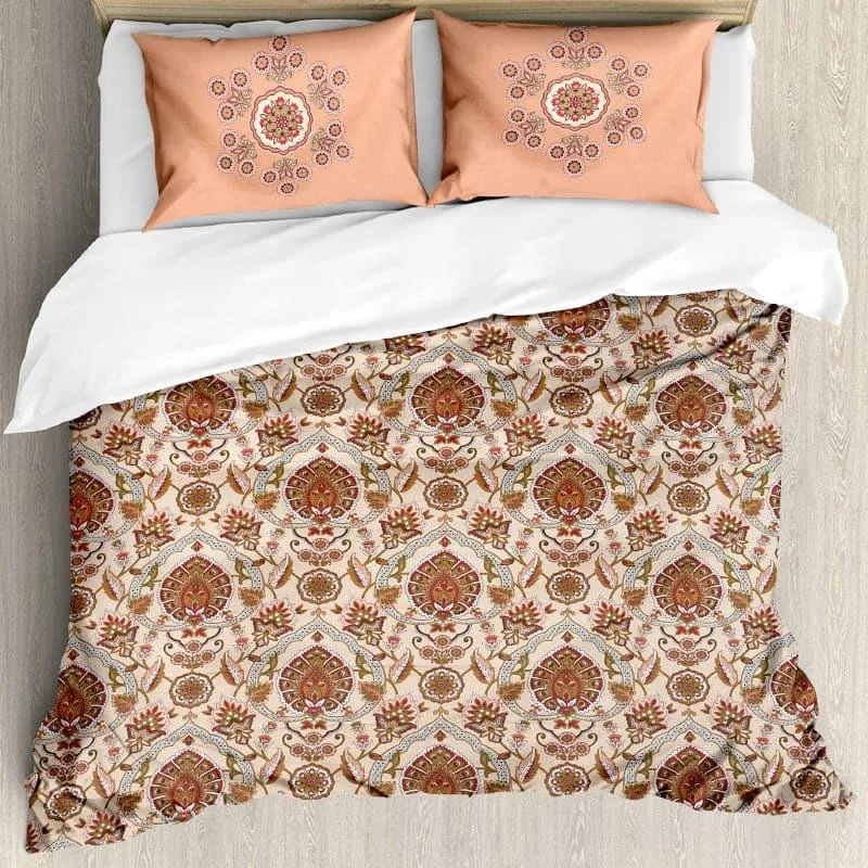 Serene Soft Floral Cotton Bedsheet (Peach,Brown) - 210 TC media 8