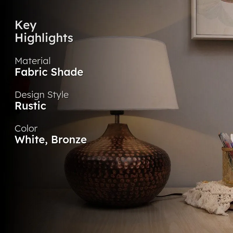 Arohana Fabric Table Lamp - White,Bronze media 2