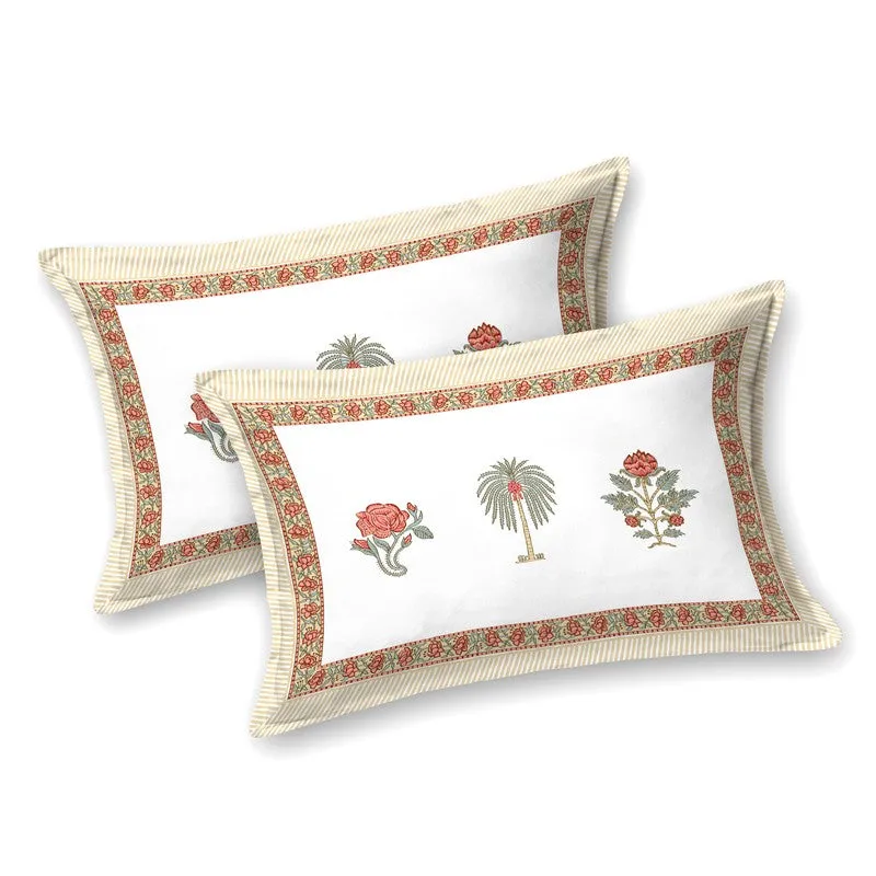 Ethnic Calm Cotton Bedsheet (Red,White) - 120 TC media 4
