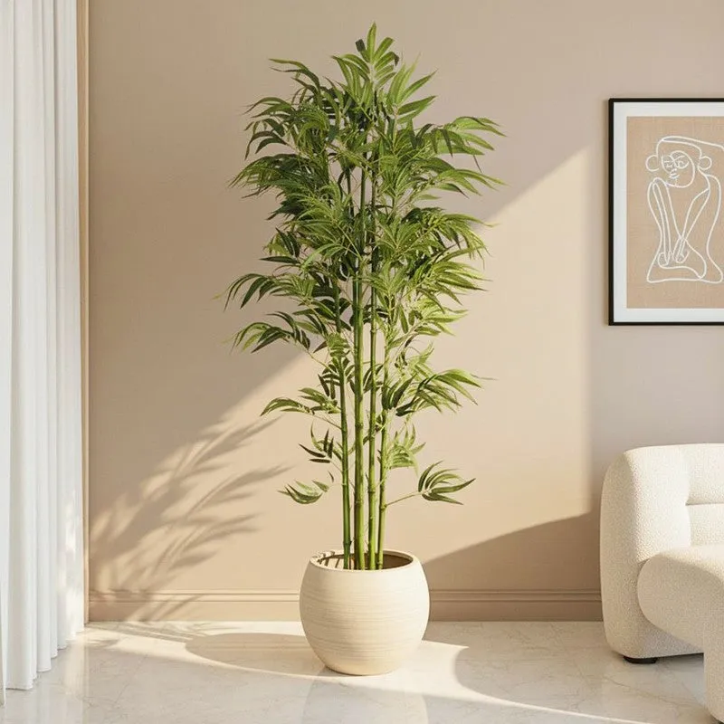 Reed Artificial Bamboo With Black Plastic Pot - 6.3 Feet media 1