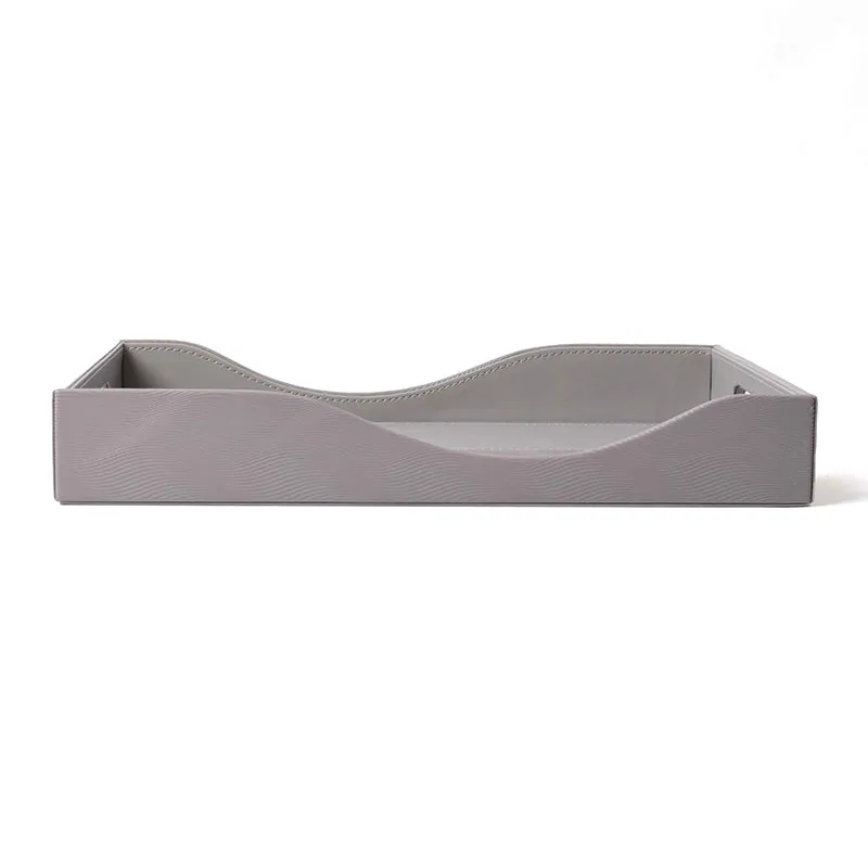 Veltrix Faux Leather Serving Tray - Grey media 4