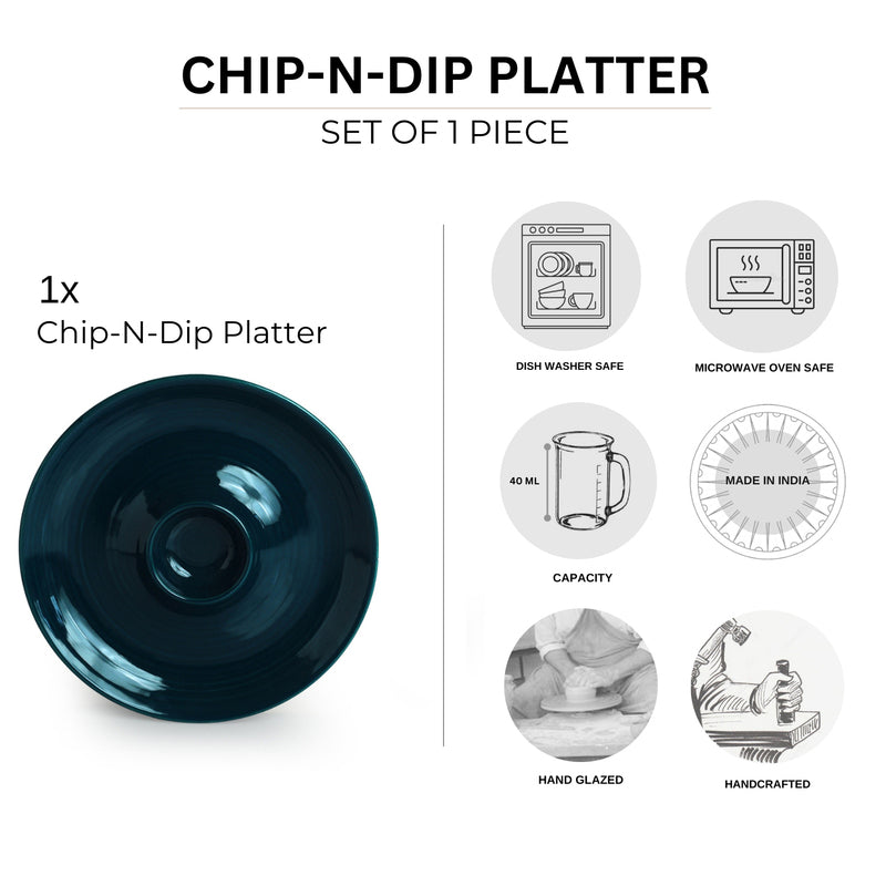 Teal Twinkle Ceramic Chip & Dip Platter media 6