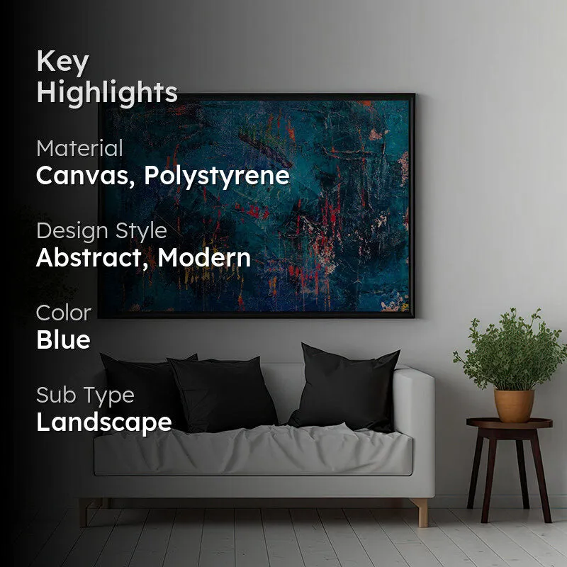 Electric-Blue Abstract Canvas Painting - Black Frame media 2