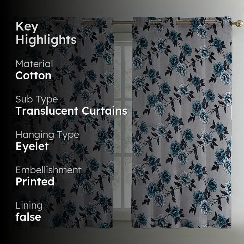 Giada Floral Cotton Curtain - Set Of Two media 2