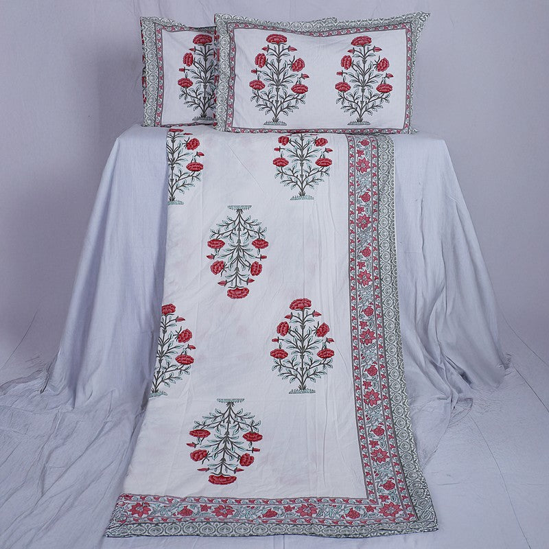 ShahiGuldaan Handblock Printed Cotton Bedsheet (Red) - 400 TC media 6