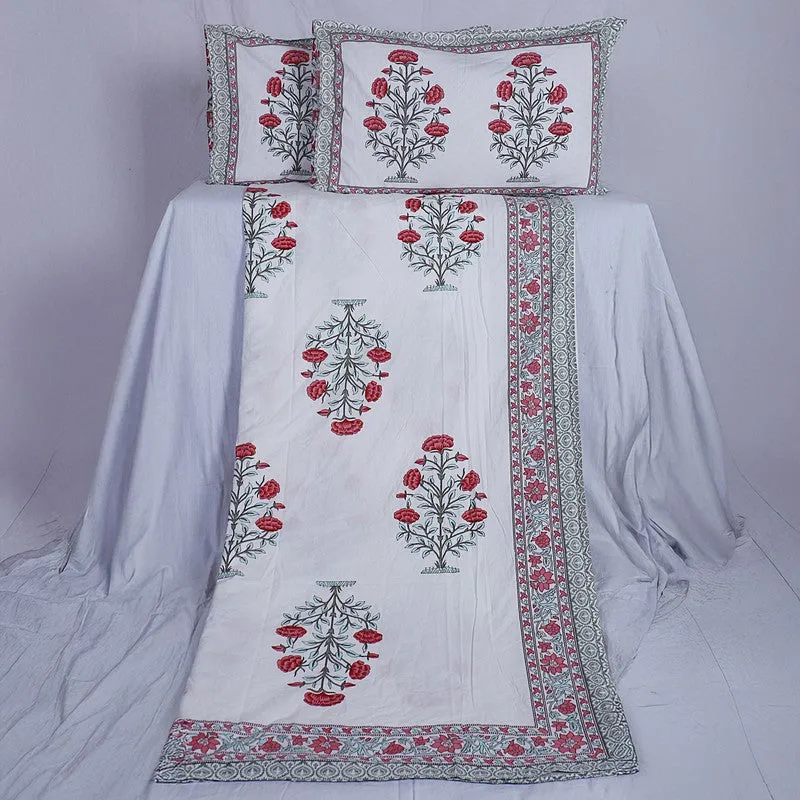 ShahiGuldaan Handblock Printed Cotton Bedsheet (Red) - 400 TC media 6