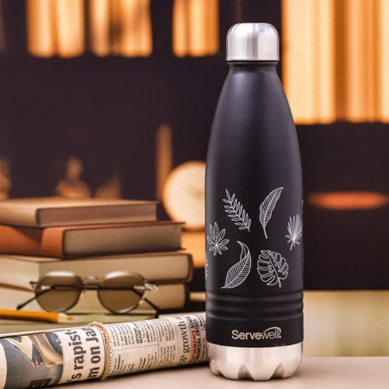 Leafy Mate Hot & Cold Thermos Bottle (Black) - 750 mL media 1