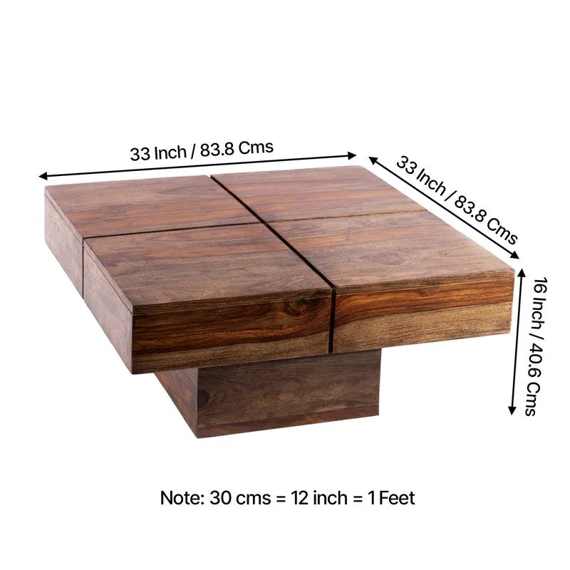 Tervon Sheesham Wooden Center Table - Dark Brown media 10