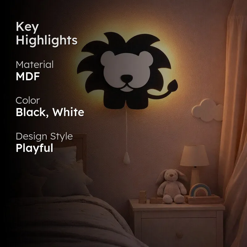 Pureva Lion Battery Operated MDF Wall Lamp - Black media 2