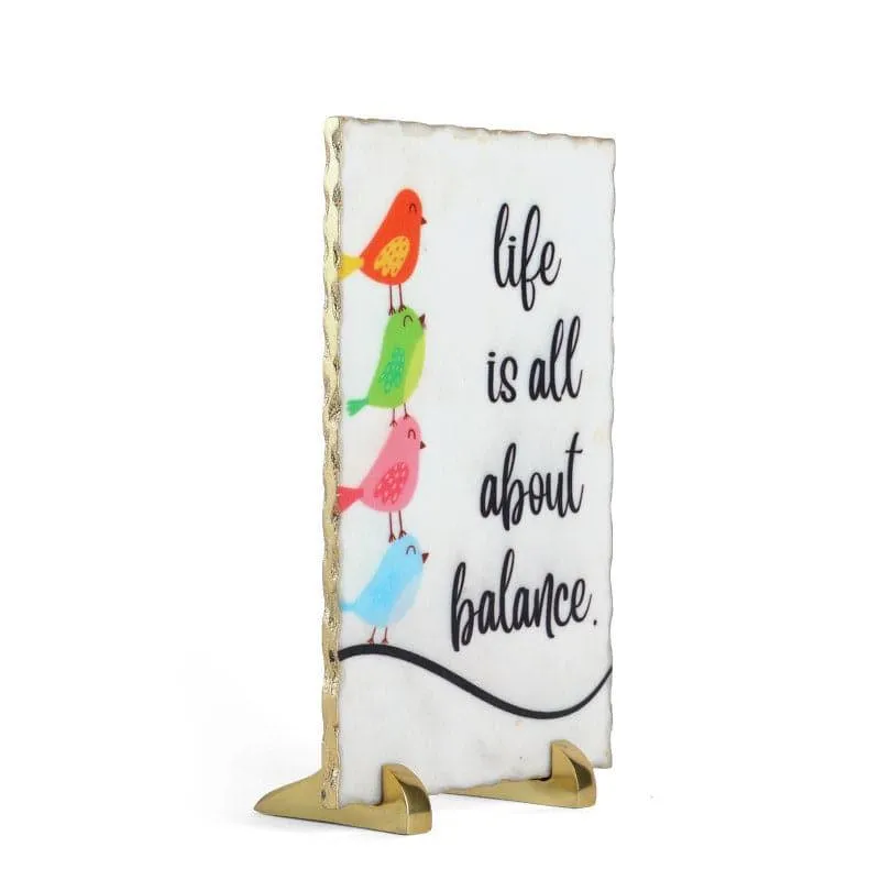 Life Is All About Balance Printed Marble Showpiece media 3