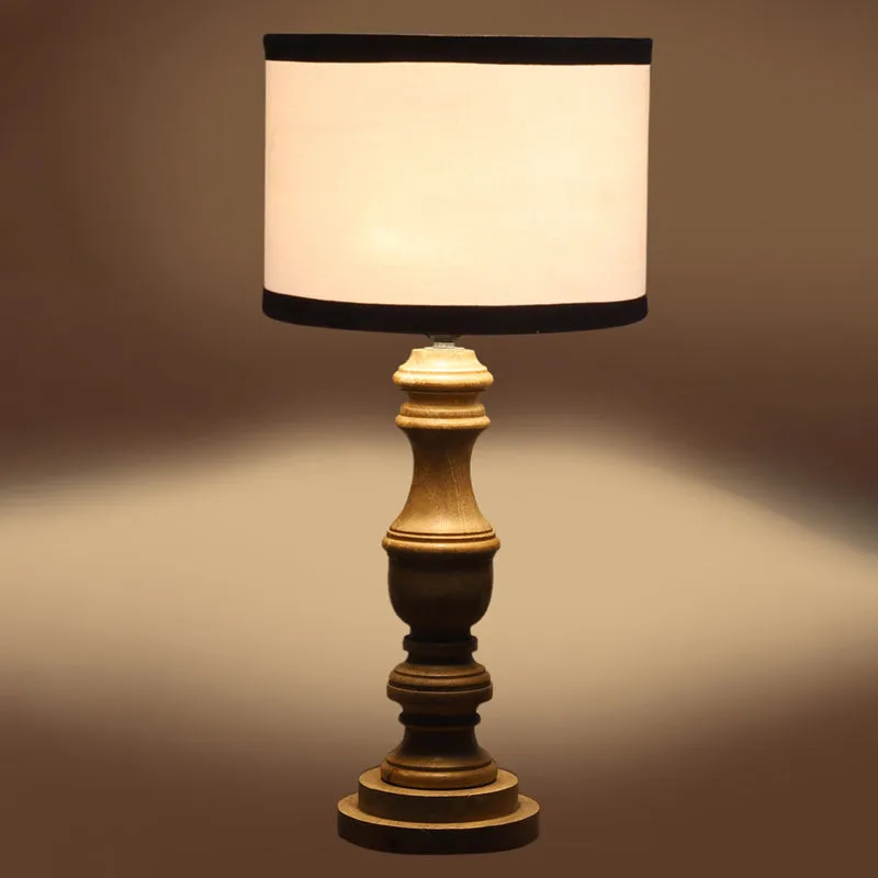 Cotin I Stripe Carve Wooden Table Lamp - White,Brown media 5