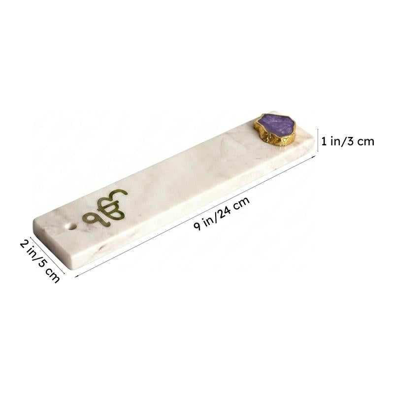 In Onkar Marble Incense Holder With Agate Plating - Purple media 6