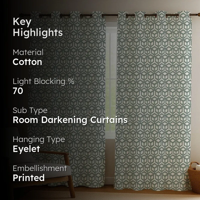 Soft Angles Cotton Curtains - Set Of Two media 2