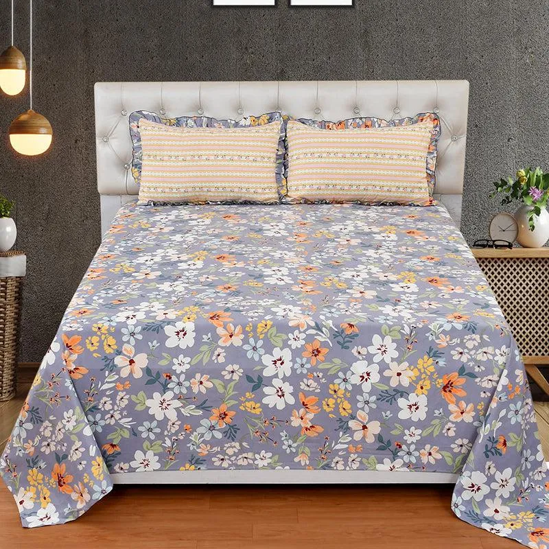 Kyoto Zen Floral Microfiber Bedsheet - 210 GSM media 3