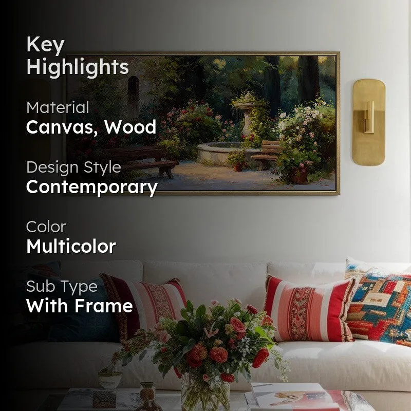 Fountain Reverie Canvas Wall Painting With Frame media 2