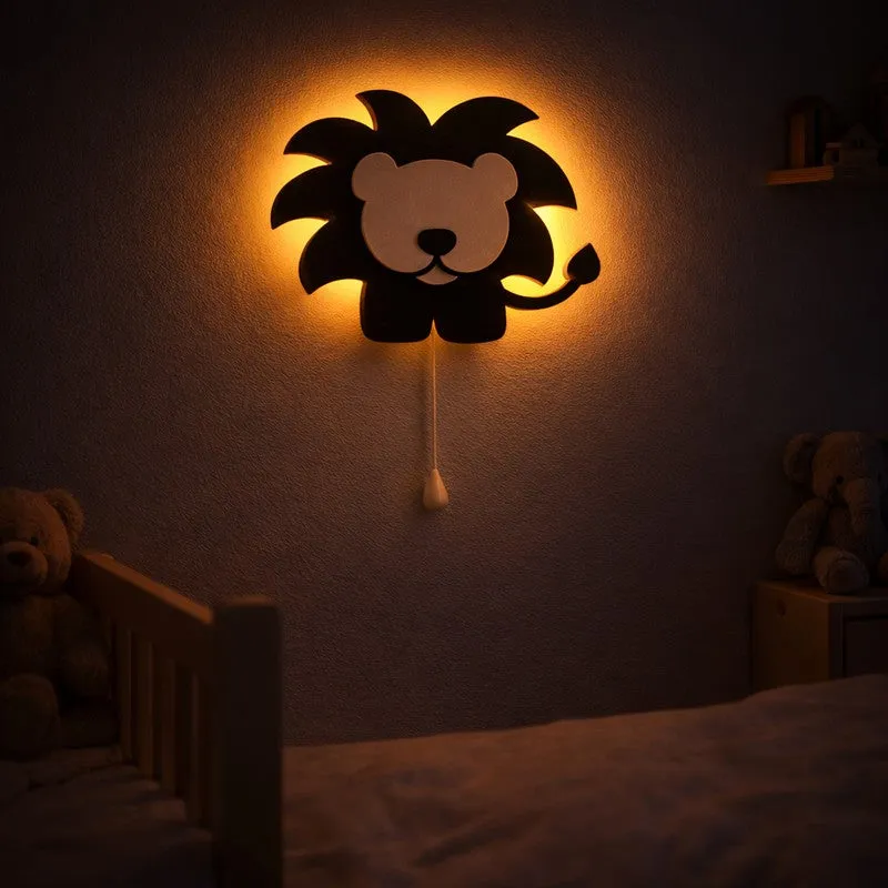 Pureva Lion Battery Operated MDF Wall Lamp - Black media 6