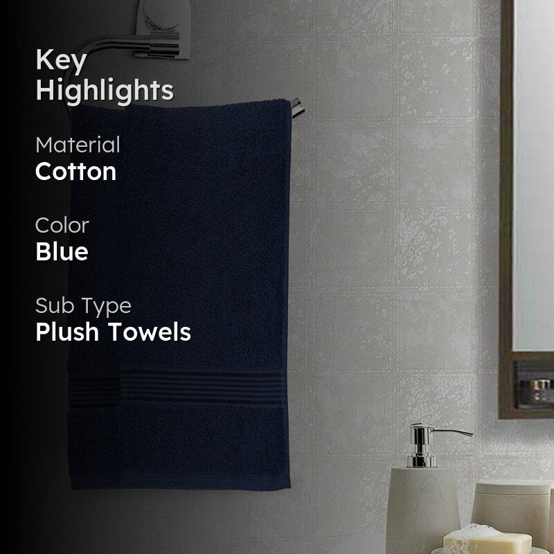 Eva Quick Dry Hand Towel (Navy Blue) - Set Of Two media 2