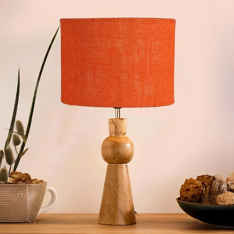 Angler Jute Wooden Table Lamp - Orange,Brown media 2