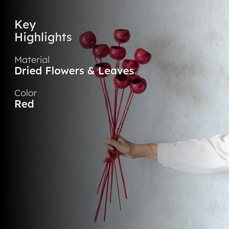 Glittee Red Dried Bell Cup Stick - Set Of Ten media 2