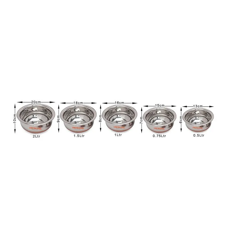 Elegant Steel Serving Bowls with Copper Bottom - Set of Five media 7