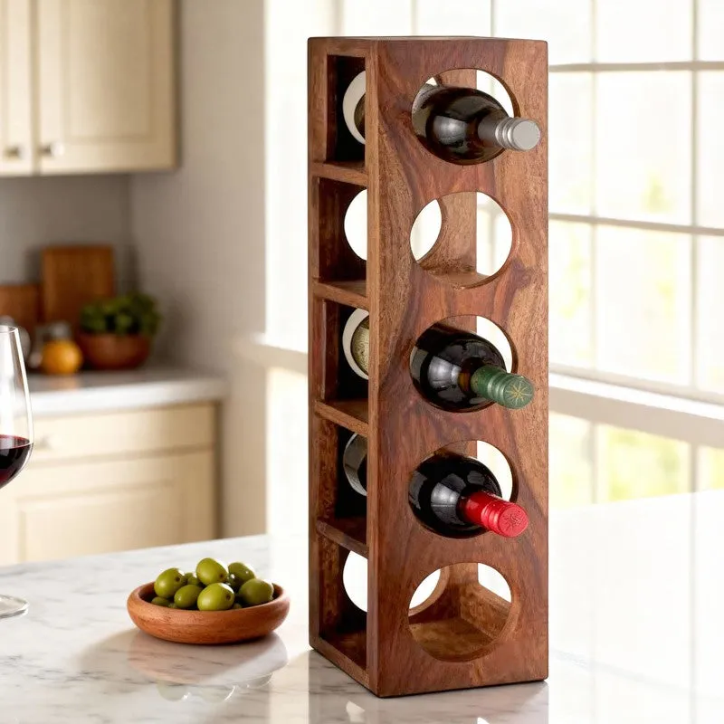 Zverox Sheesham Wooden Wine Rack - Brown media 1