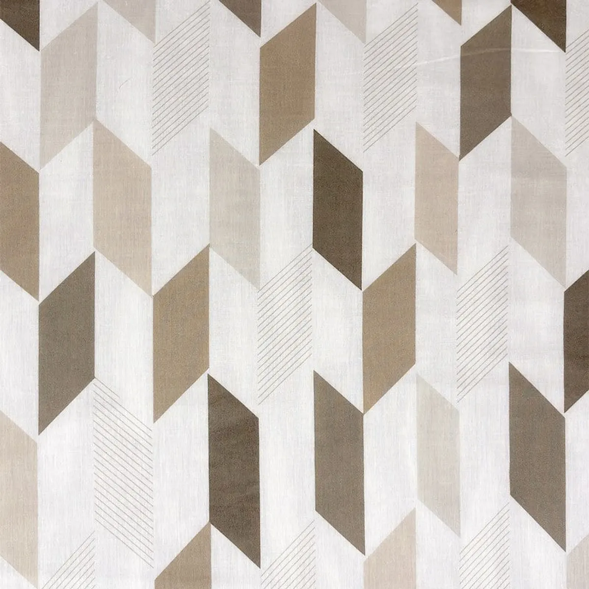Close-up of beige, brown and white geometric pattern on dohar