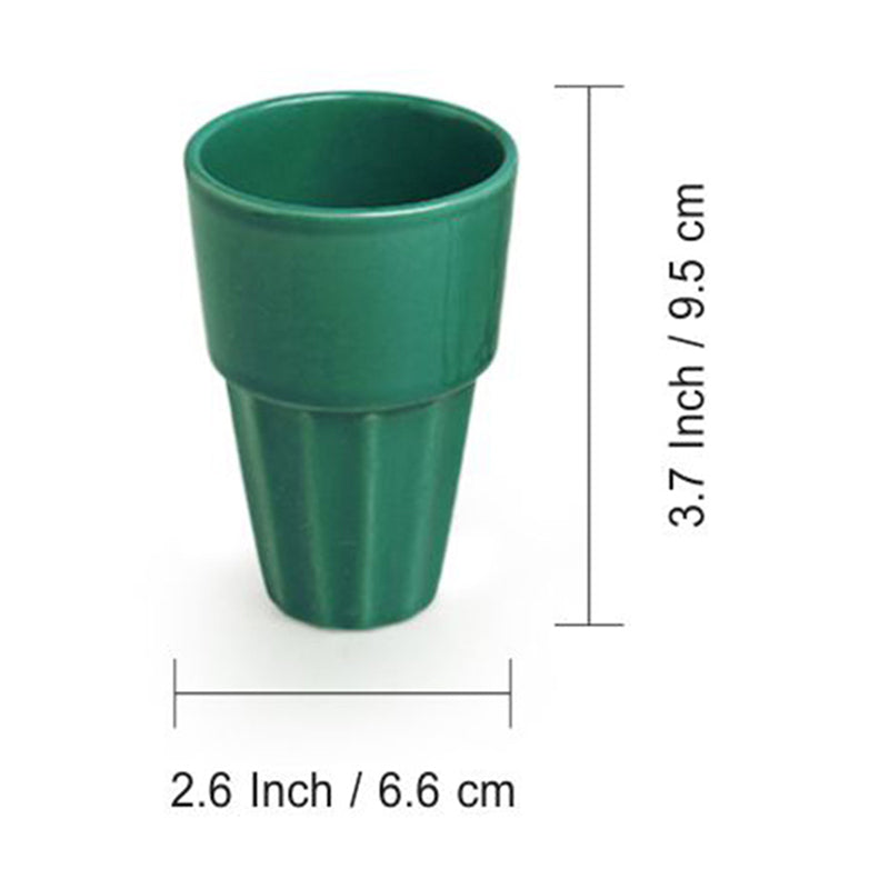 Mitti Rang Ceramic Cutting Chai Glass With Holder (110 ML Each) - Seven Piece Set image 7
