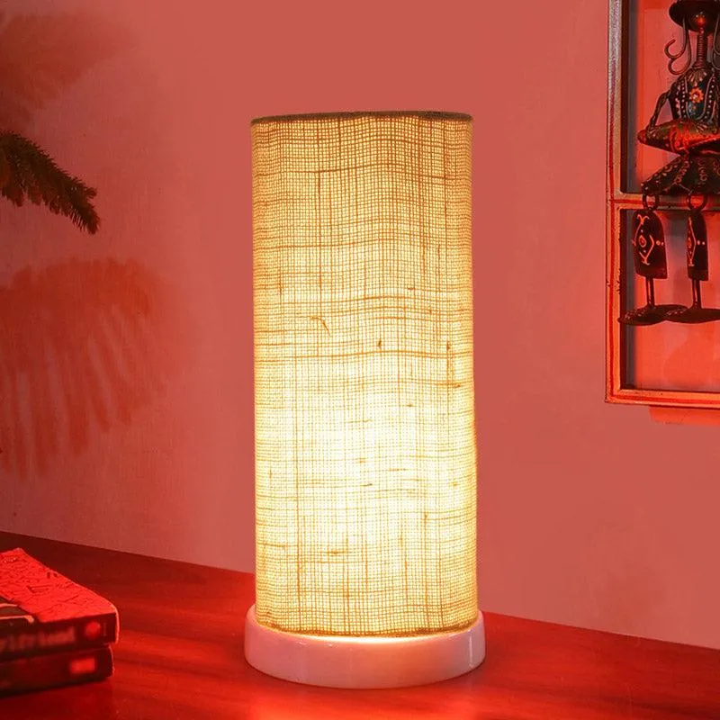 Esto Tower Wooden Table Lamp With Jute Shade - Grey,White media 2