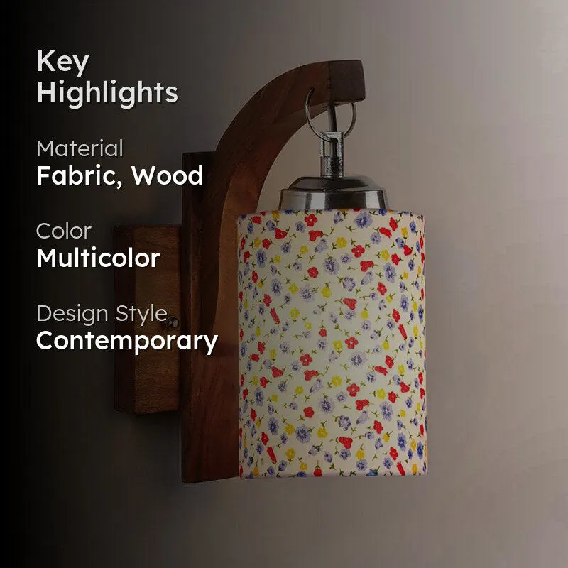 Forma Color Splash Cylindrical Fabric & Wooden Wall Lamp media 2
