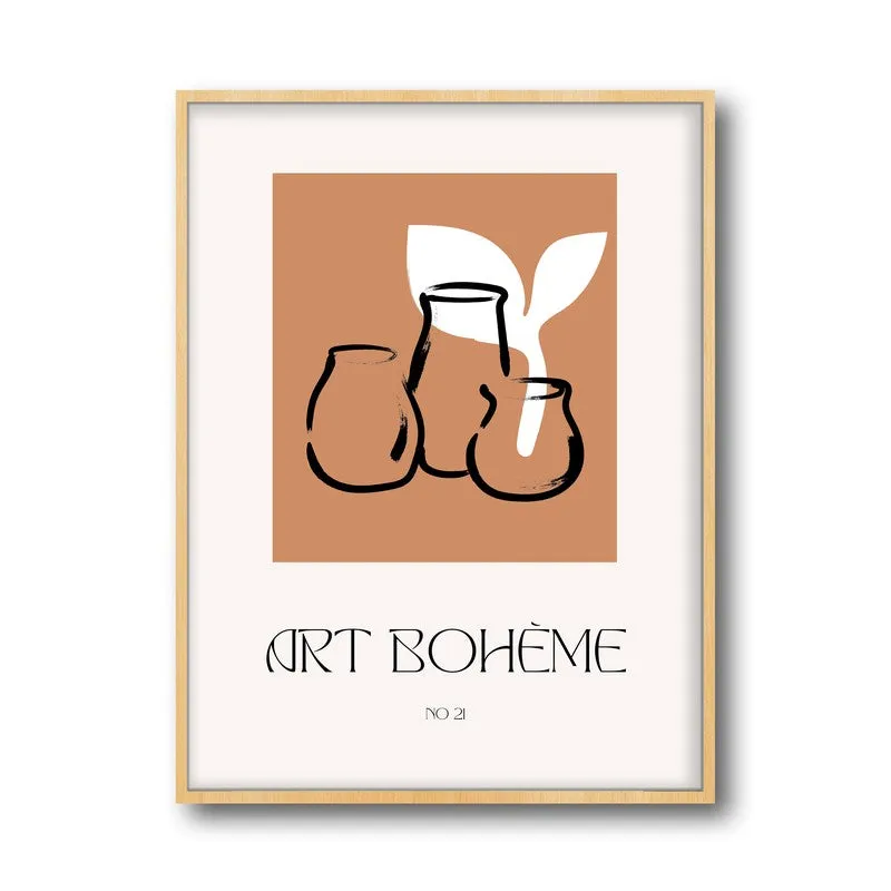 Earthen Trio Canvas Wall Painting With Brown Frame media 3