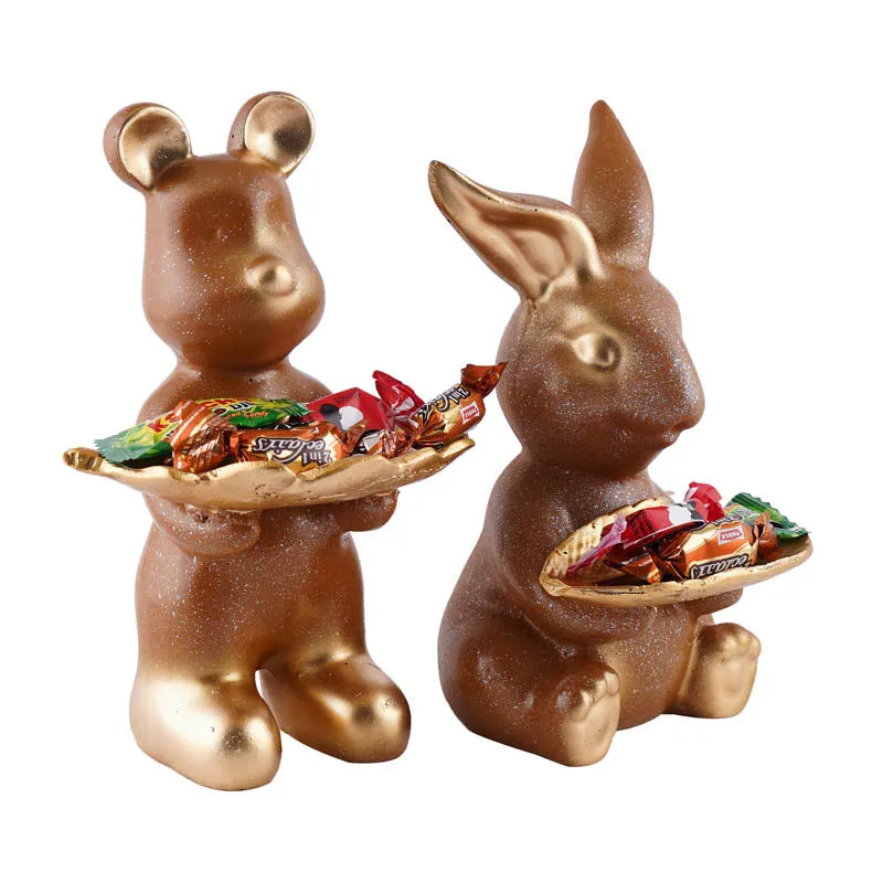 Hop & Squeak Painted Poly Resin Show Piece (Brown) - Set Of Two media 3