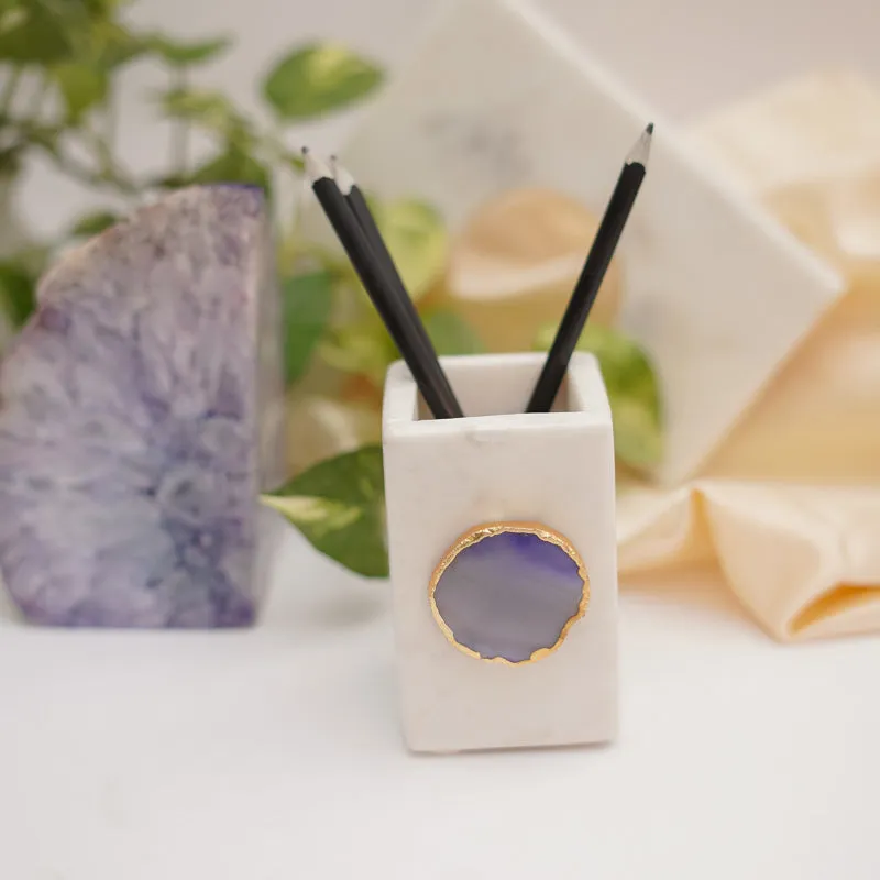Kade Marble Agate Stationary Holder - Purple media 1