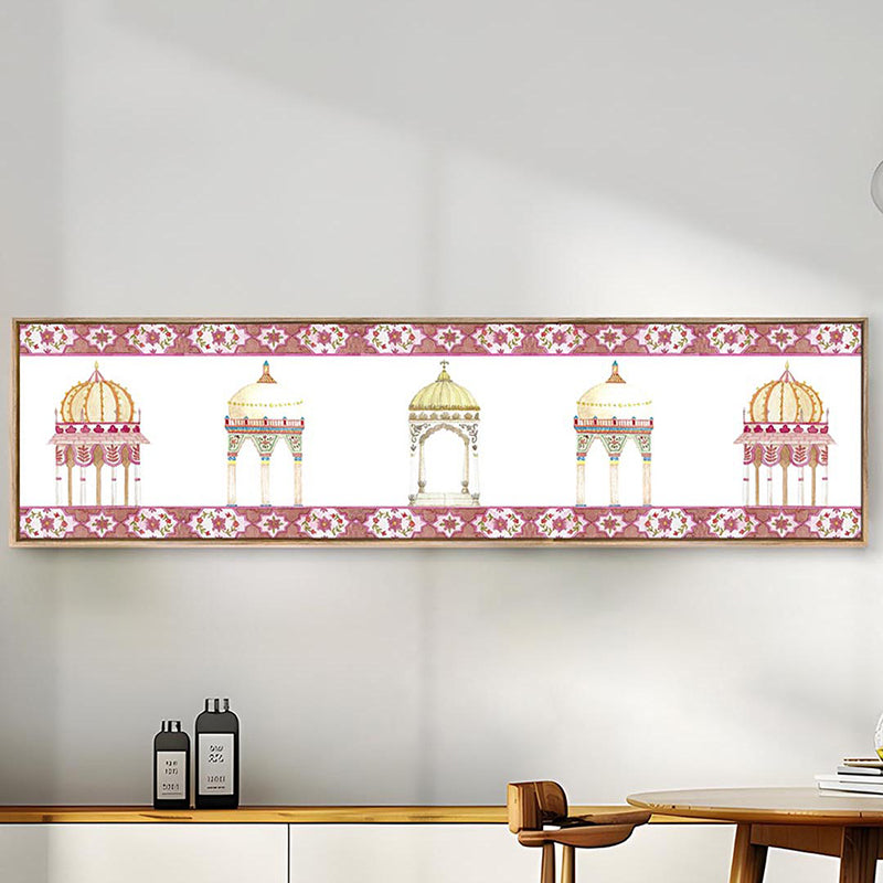 Isfahan Ethnic Canvas Wall Art With Frame - Maroon