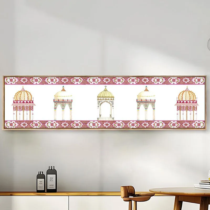 Isfahan Ethnic Canvas Wall Art With Frame - Maroon media 1