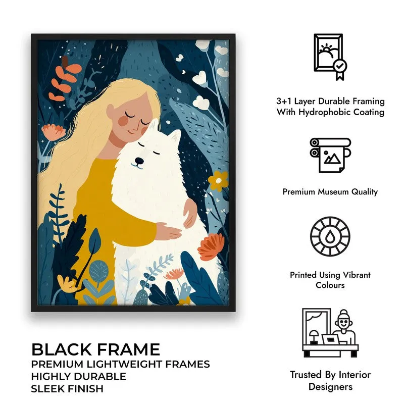 Moonlit Cuddle Canvas Wall Painting - Black Frame media 10