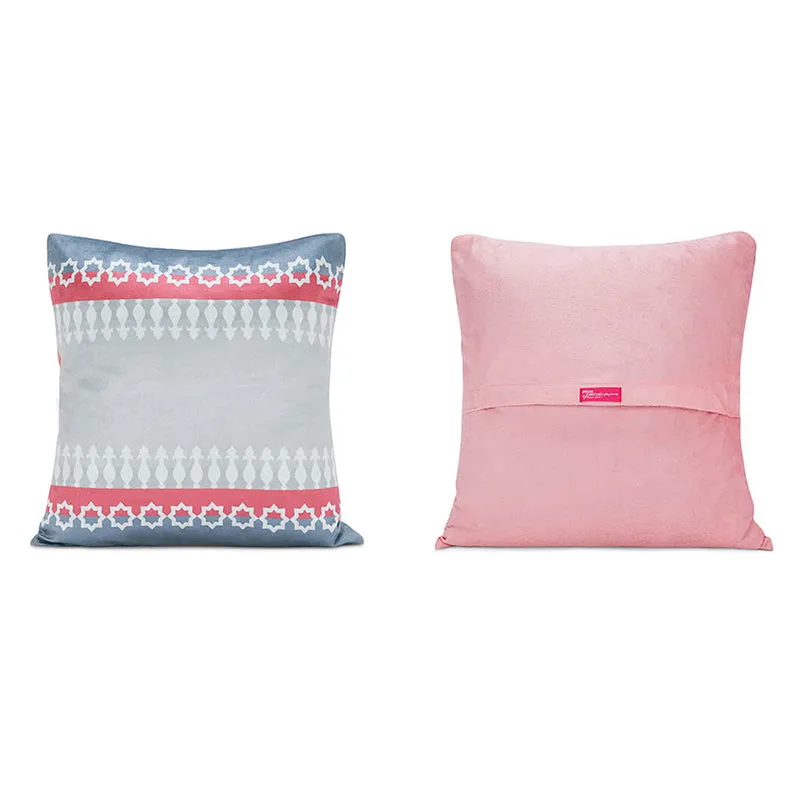 India Circus Crowned Rose Printed Velvet Cushion Cover - Set Of Five media 4