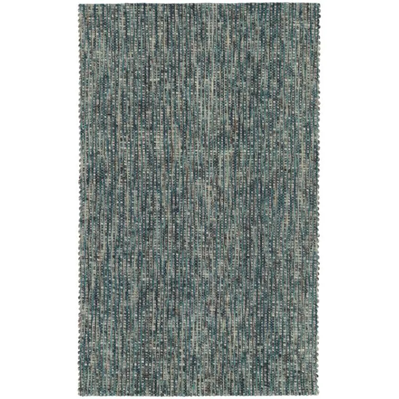 Artistry Threads Hand Woven Wool Rug - Sea Blue & Brown media 1