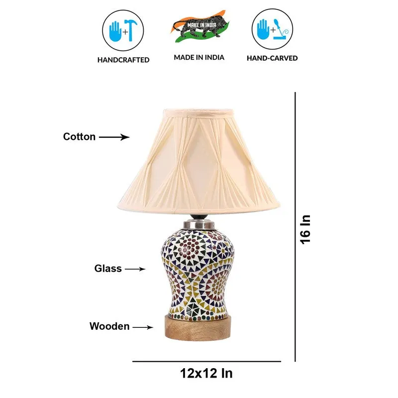 Aurenique Smocked Wooden Table Lamp - Multicolor media 9