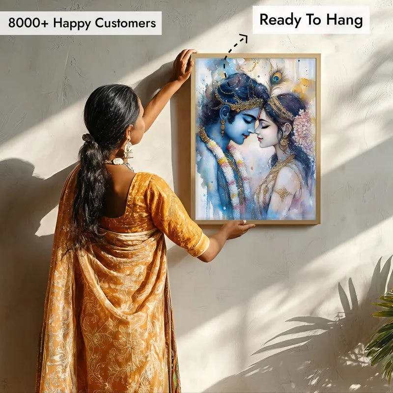 Radhe Gopala Spiritual Archival Paper Wall Painting - Natural Brown Frame media 7