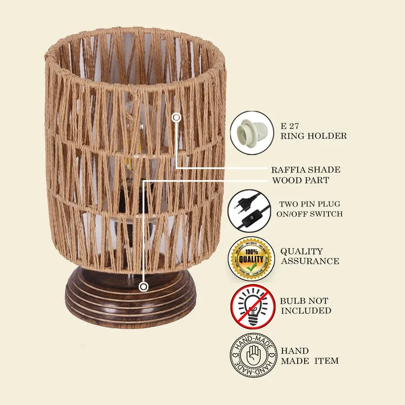Aura Flick Wooden Table Lamp - Brown,Beige media 5